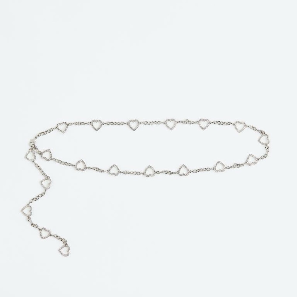 H&M RHINESTONE HEART CHAIN BELT
